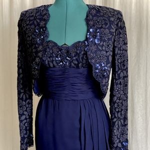 Liancarlo lace and bead-trimmed ensemble